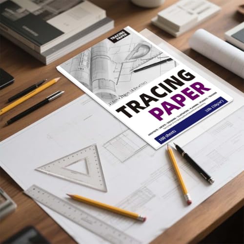 Tracing Paper Pad for Drawing, 100 Sheets, 8.5 x 11 Inch, 50gms Translucent Vellum Paper, for Sketching, Preliminary Drawing, Image Overlays (1 Pack, 8.5×11in) - size: 8.5×11in