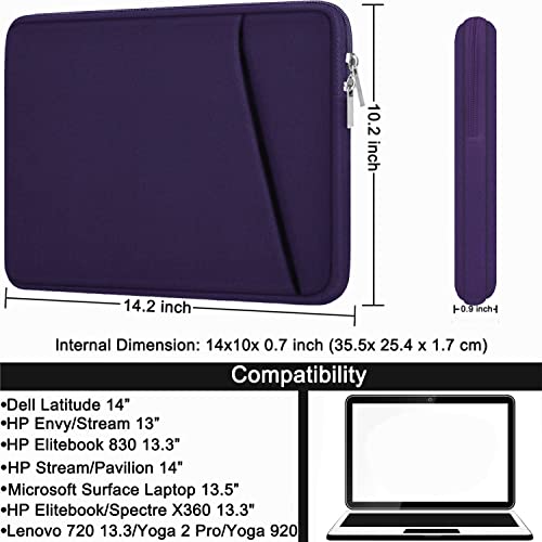 Laptop Sleeve 14 inch, Durable Carrying Bag Shockproof Protective Case Cover, Handbags Briefcase Laptop Bag Compatible with 14" MacBook Air/Pro HP Asus Lenovo Notebook Computer, Purple - color: Purple, size: 14 inch