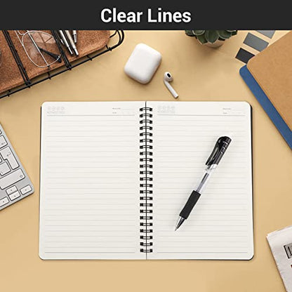 EUSOAR Students Ruled Spiral Notebook, A5 3 packs 5.5"X8.3" 120 Pages Lined Travel Writing Notebooks Journal, Memo Notepad Sketchbook, Students Office Business Diary Ruled Book Journal-3Colors - color: Black, Royal Blue, Kraft, size: 3 Packs