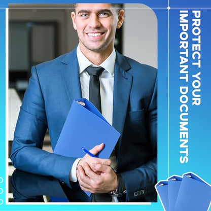 Henoyso 12 Pcs Plastic 1.5 Inch Mini 3 Ring Binders Fits 5.5" x 8.5" Paper, Holds(Capacity 280 Sheets), Flexible Blue Three Round Rings Small A5 Binders Bulk for School, Office Use, Photo Album - color: Blue, size: 1.5 Inch
