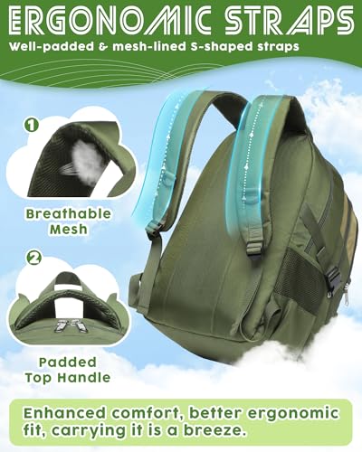 BLUEFAIRY Middle High School Backpack for Boys Girls Large Bookbag with Laptop Compartment Back to School Book Bags for Teens Teenagers Mochilas Escolares para Niños Niñas (Olive Green/Khaki, Solid) - color: Olive Green/Khaki
