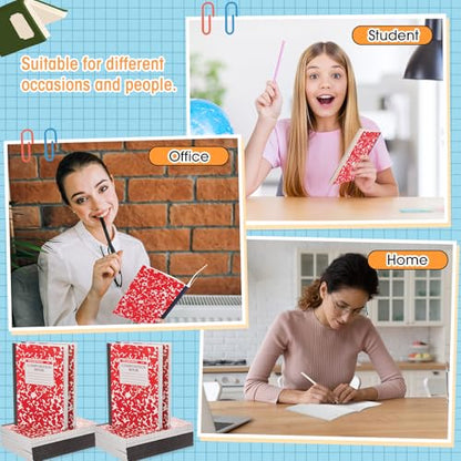 Fainne 100 Pack A5 Composition Notebooks Bulk College Ruled Composition Notebooks Marble Covers Notebook for Student Classroom Office Supplies 30 Sheet/60 Page(Red) - color: Red