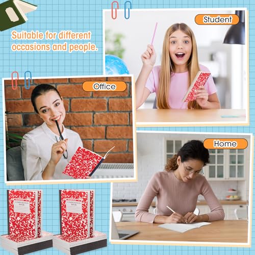 Fainne 100 Pack A5 Composition Notebooks Bulk College Ruled Composition Notebooks Marble Covers Notebook for Student Classroom Office Supplies 30 Sheet/60 Page(Red) - color: Red