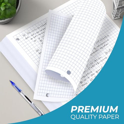 Rosmonde 6 Pack Graph Paper, 900 Sheets, 4x4 Loose Leaf Paper, 8" x 10.5", 3 Hole Punched for Binders, Grid Paper, 54 GSM Thick Graphing Paper, Quad Ruled, Notebook Paper for School & College - size: 6 Pack (900 Sheets)