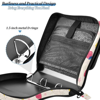 3 Ring Zipper Binder Duck Strawberry Binders Bag with Shoulder Strap 500 Sheets Paper Organizer Trapper Keeper Documents Storage File Folder for School Office - color: A429