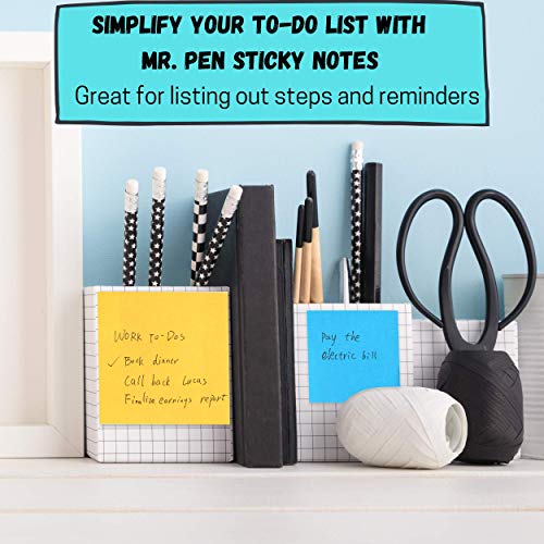 Mr. Pen- Sticky Notes Set, 15 Pack, 2"x2", 3"x3", 4"x4", 600 Sheets | Lined & Blank Notes, Self-Stick Sticky Pads for Bible Study, Office, School, Planning, Journaling & Organization - size: 3x3 inches