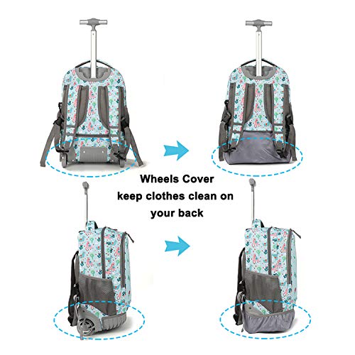Tilami Rolling Backpack 19 inch Wheeled Cute LAPTOP Boys Girls Travel School Student Trip (Alpaca) - color: Alpaca