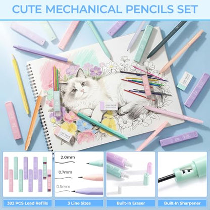WOBAGMEN 62PCS Aesthetic School Supplies with Quilted Pencil Case, Pastel Highlighters, Gel Pens Mechanical Pencils Set, Cute Back to School Supplies, College Essentials(Pink Floral, M) - color: Pink Floral