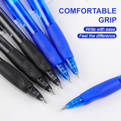 12 Pack Clicker Erasable Gel Pens, Fine Point (0.5mm), 8 Black 4 Blue Ink with Eraser, Make Mistakes Disappear, Soft Grip for Students, Writing, Note Taking, School & Office Supplies - color: 8 Black 4 Blue