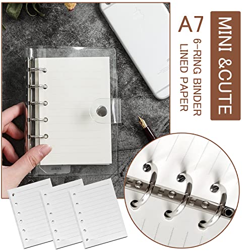 DY.2ten Refillable A7 Notebook Set, 3 Pack Lined Refill Paper, A7 Clear Zipper Binder Pockets, Dividers, Ruler Marker, Paper Refill for 6-Ring Binders Planner Notebook - color: A7 Lined Paper