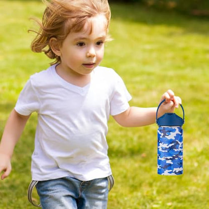 Kids Water Bottle with Straw Lid-12 oz Insulated Stainless Steel Thermal Cup, Leakproof Wide Mouth Sports Bottle Keeps Cold 12H & Hot 6H for Gym Office Outdoor - color: Camouflage