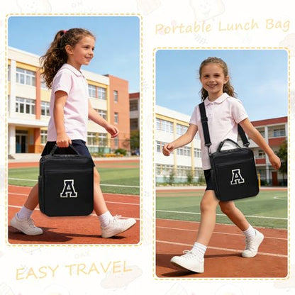 Insulated Lunch Bag Women Men Girls Boys Kids Lunch Box with Water Bottle Holder Handheld Shoulder Strap,Lunch Tote Purse for Food Container Carrier Cooler School Students Work Picnic Black A - color: 01-Black A