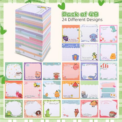 48 Pads Funny Sticky Notes for Work 3x3 Inches Positive Emotional Support Gift Funny Lined Memo Note Pads for Office Coworker Gifts Employee Appreciation Supplies. (Funny)