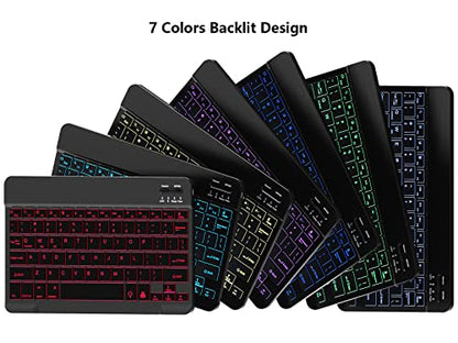 Backlit Bluetooth Keyboard and Mouse Combo for iPad Air Pro Mini Tablet iPhone Android Samsung Smartphone Cell Phone Rechargeable Ultra Slim Compact Wireless Keyboard Mouse iPadOS 13 & Above (Black)