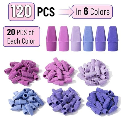 Mr. Pen- Pencil Top Erasers, 120 Pack, 6 Different Purple Shade Colors | Latex-Free & No Smudge Pencil Eraser Tops - color: Purple Shades, size: 120 Pack