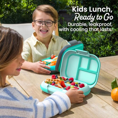 Bentgo Chill Kids 4-Compartment Bento Box Leakproof Lunch Box | Built-In Ice Pack, 3.3 Cup Capacity, BPA-Free, Microwave & Dishwasher Safe Tray, Ideal for Ages 3–7 (Aqua) - color: Aqua