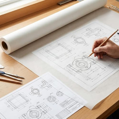 Tracing Paper Roll 36 in × 35 yd, White Translucent Paper for Sewing | 26gsm Tear-Resistant Paper, Smooth Smudge-Free Surface, Easy Pattern Transfer for Sewing, Drawing, Wrapping - size: 36in x 35yd