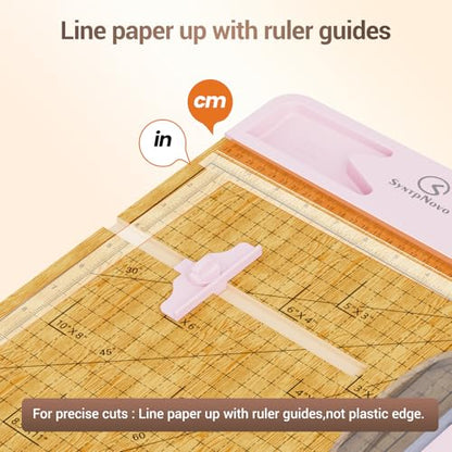 12 Inch Heavy Duty Paper Cutter, Wood Guillotine Paper Cutter & Paper Trimmer, 30 Sheets Capacity Paper Cutting Board for Classroom, Crafting, Cardstock Pink - color: Pink