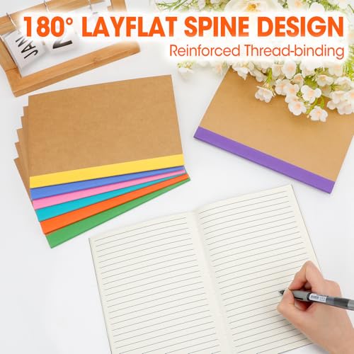 32 Pack Composition Notebooks Bulk, A5 Kraft Cover Lined Journaling Notebooks, 8.3”x 5.5” Travel Notebook for School Office Students Artists, 8 Colors 60 Pages