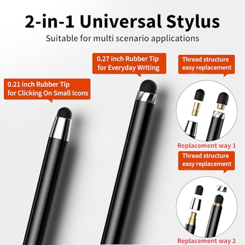 Stylus(10 PCS), Stylus Pen for Touchscreen iPad.2-in-1 Universal Stylus | High Sensitivity,Rubber Tip,Metal barrel,,No Charging,Compatible with iPad,iPhone,Tablets,and Android Tablets Devices - color: Grey/Gold/Purple/Green/Blue/White/Silver/Black