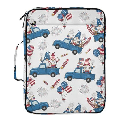 July of 4 Independence Day Gnomes (7) Zipper Binder Bag with Handle,1.25 Inch 3 Ring O-Ring 500 Sheet Capacity 6 Tab Expanding File Folder Storage Pockets Binder for School Office Organizer Supplies