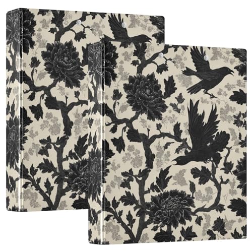 Goth Bath Round Ring Binders Crow (2) 1.5 Inch 3 Ring Binder with Clipboard Holds 200 Sheets Office Home School - color: Multicolored 17