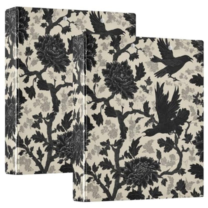 Goth Bath Round Ring Binders Crow (2) 1.5 Inch 3 Ring Binder with Clipboard Holds 200 Sheets Office Home School - color: Multicolored 17