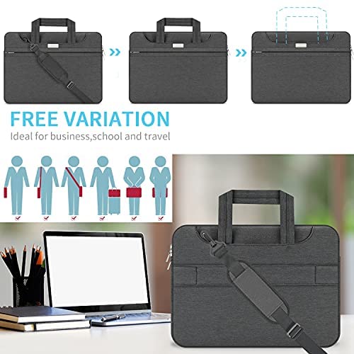 HESTECH 15.6 Inch Laptop Shoulder Bag - Case Sleeve for MacBook Air 15Inch M2/M3, MacBook Pro 16 Inch M3/M4, Acer/HP/Dell/Asus - Black - color: Black, size: 15.6"-16 Inch