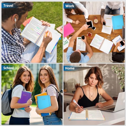 Hardcover Spiral Notebook Journal with Removable PVC Dividers - 8'' x 10'' Large 300 Page B5 Hardcover Leather College Lined Journals Notebook for Work Note Taking Office Home School Supplies, Lake blue - color: lake blue