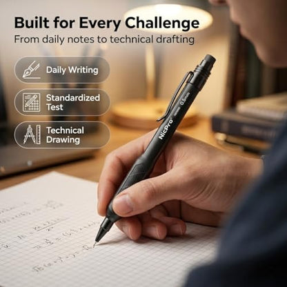 Nicpro HD1000 0.5 mm Art Mechanical Pencil Set in Case, 3 PCS Weatherproof Mechanical Pencils with 6 Tube HB Refills, Eraser, Weatherproof Barrel for Outdoor Writing Marking Drafting Drawing Sketching - style: 0.5mm(3 Pcs)