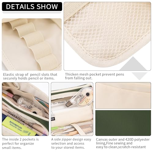 EASTHILL Big Capacity Pencil Case Pouch Pen Case Simple Stationery Bag School College Office Organizer for Teens Girls Adults Student - color: Deep Green XW