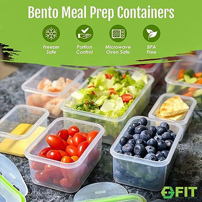 FIT Strong & Healthy Bento Box for Kids and Adults – Reusable Lunch Box Meal Prep Containers, Snack Boxes with Airtight Lid – Dishwasher, Freezer, Microwave Safe (Green, 7 Pack: 3×39oz, 2×17oz, 2×6oz) - size: 7 Pack, Multiple Sizes (39 oz, 17 oz, 6 oz)