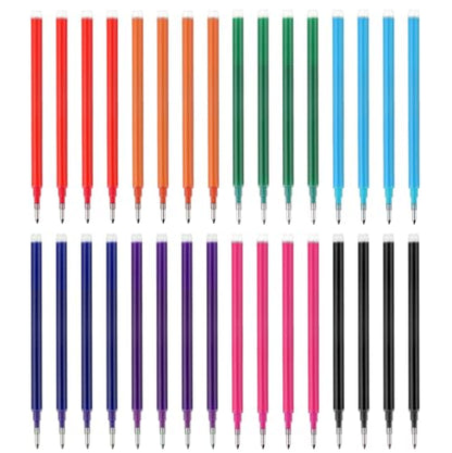 32Pcs 0.7 mm Erasable Gel Ink Pen Refills Compatible with Frixion Friction, 8 Colors Retractable Fine Point Pen Refill (Blue、Black、Red、Green、Orange、Lake Blue、Purple、Rose Red) (8Color, 32)