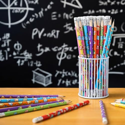 Gueevin 48 Pcs Owl Wooden Pencil with Eraser Cute Cartoon Assorted Stationery Pencils Novelty Animal Printed for Students Teacher Classroom School Reward Prize Party Favors