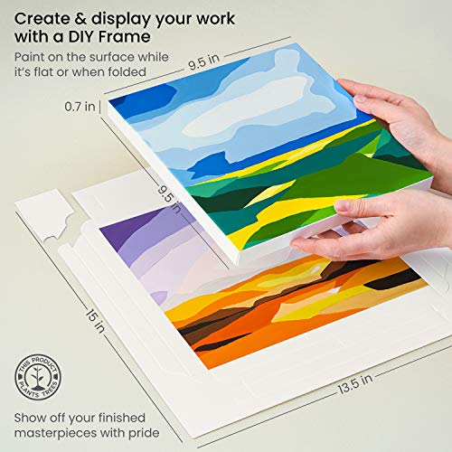 Arteza Acrylic Paper Foldable Canvas Pad, 9.5x9.5 Inches, 20 Sheets, DIY Frame, Heavyweight Acrylic Paint Paper, 220 lb, 360 GSM, Acid-Free, Art Supplies for Painting & Mixed Media Art