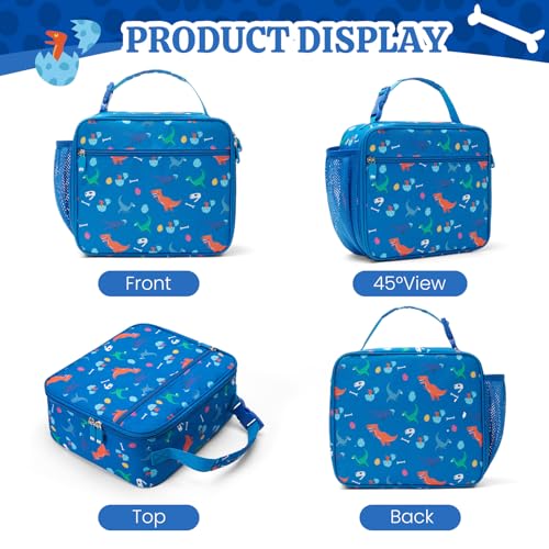 MEXS Lunch Bag for Kids, Insulated Lunch Box Girls Boys, Durable Lunch Tote(adjustable) with Water Bottle Holder/Water-resistant Lining, Toddler Lunch Picnic Cooler Bag for School Travel (Dinosaur) - color: Dinosaur