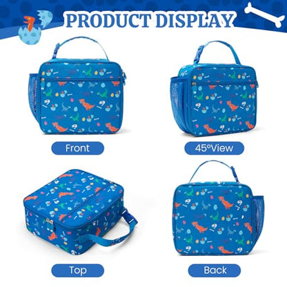 MEXS Lunch Bag for Kids, Insulated Lunch Box Girls Boys, Durable Lunch Tote(adjustable) with Water Bottle Holder/Water-resistant Lining, Toddler Lunch Picnic Cooler Bag for School Travel (Dinosaur) - color: Dinosaur