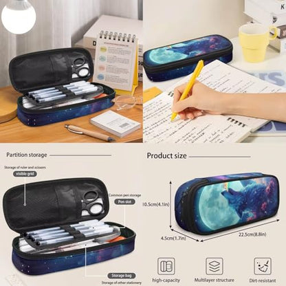 Cool Wolf Backpack for Boys - 17 Inch Bookbag with Insulated Lunch Box, Water Bottle Bag & Pencil Case, 4 in 1 Bookbag Back to School Supplies - color: Cool Wolf
