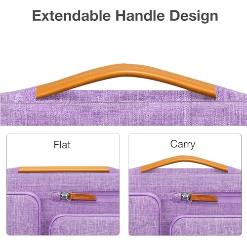 MOSISO 360 Protective Laptop Case 13.3 inch, 13-13.3 inch Laptop Sleeve Compatible with MacBook Air/Pro 13 / Pro 14,HP Dell Acer ASUS,Side Open Carrying Case with 4 Zipper Pockets&Handle, Lilac - color: Lilac, size: 13.3 inch