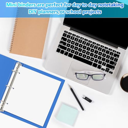 Henoyso 12 Pcs Plastic 1.5 Inch Mini 3 Ring Binders Fits 5.5" x 8.5" Paper, Holds(Capacity 280 Sheets), Flexible Blue Three Round Rings Small A5 Binders Bulk for School, Office Use, Photo Album - color: Blue, size: 1.5 Inch