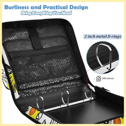 Birds 2inch 3 Ring Zipper Binder Multi-Pocket Storage Holds 14 Inch Laptop for Students and Office Use - color: Birds