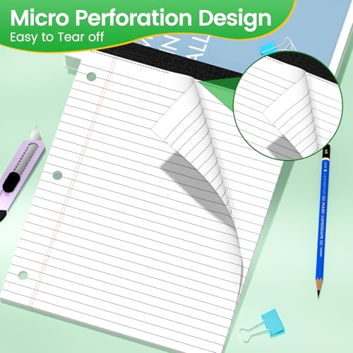 3 Hole Legal Pad 8.5 x 11, 12 Pack White Note Pads, Notebook Paper Wide Ruled, Writing Paper Pads, Notepads with Binder Holes, Lined Paper 8.5x11, Ideal for School, Home, Office, 30 Sheets/Pack - style: 12 Pack-30 Sheets/Pad-White
