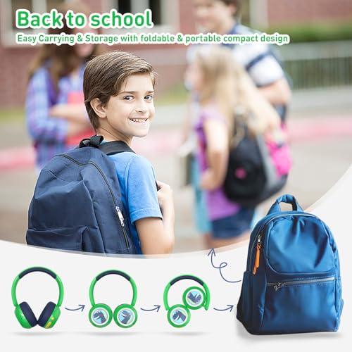 Kids Bluetooth Headphones, Dinosaur Wireless Headphones for Kids with LED Lights, Detachable Mic, 75/85/94dB Volume Limited, Fast Charging, Teens Boys Headset for School/Travel/Tablet/Airplane - style: Dinosaur