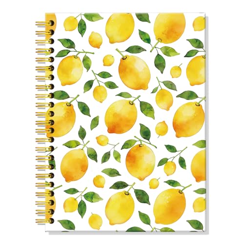 ERHACHAIJIA Watercolor Lemons Hardcover 160 Pages Lined Spiral Notebook, Funny Journal Gifts for Her Women Lemon Lovers, Ruled Notebook for Coworker Nurse Maneger, Teammate Work Notebooks Gifts - color: Yellow