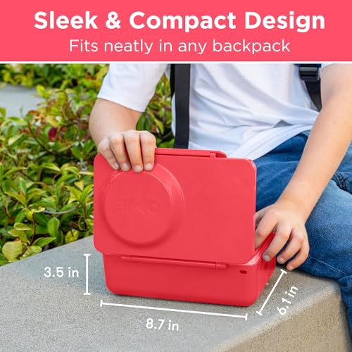 Omie OmieBox UP bento Box for Kids | Insulated Lunch Box | Leak Proof Vacuum Insulated Thermal Food jar | Cooler ice Pack | 2 Compartments (Cherry Pink) - color: Cherry Pink