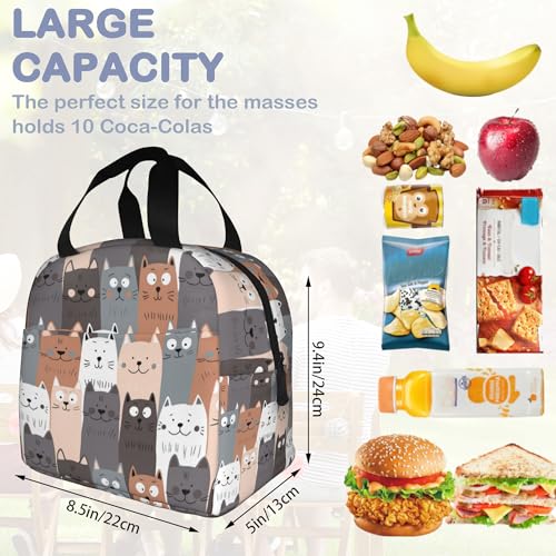 Cute Cat Kitten Insulated Lunch Bag Reusable Lunch Box Women Men,Cooler Thermal Meal Tote for Kids School Student Picnic Office Work - color: Cute Cat Kitten