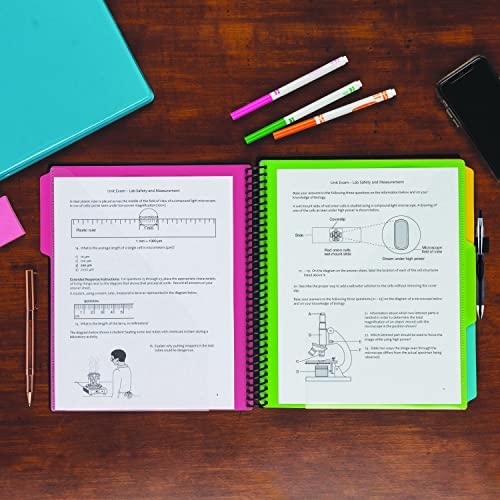 Samsill 2 Pack Deluxe 24 Pocket Spiral Project Folder Organizer with 12 Dividers, Notepad, Customizable Front Cover, Erasable Write On Tabs in Fashion Colors, Plastic Folders with Pockets