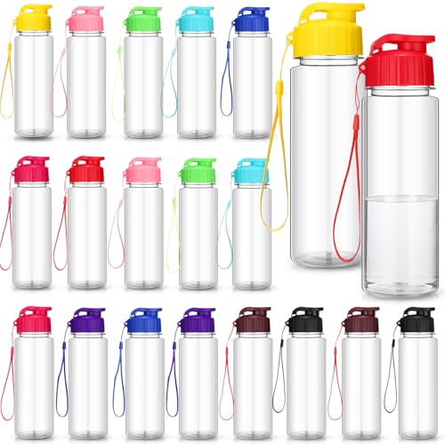 Mifoci 20 Pieces Water Bottle Bulk 17 oz Plastic Water Bottles Bulk Gym Sports Adults Reusable Large Bottles with Leak Proof Flip Top for Party Outdoor (Assorted Color) - color: Assorted Color