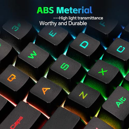 One Handed Gaming Keyboard and Mouse Combo for LOL/Wow/fortnite/Dota/PUBG | Half Mini RGB Keyboard, 35 Keys, Ergo Wrist Rest, LED 7200DPI CPI Customize Gaming Mouse, with USB Spilitter, Small Wired Set