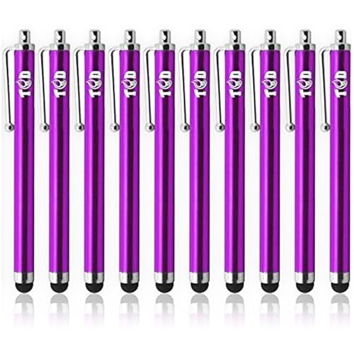 TCD 10 Pack Stylus Pen for Touch Screen, Universal Capacitive Digital Stylus Pen for iPad, iPhone, Tablet, Laptop – Premium Thick Styluses for All Touchscreen Devices with Rubber Tip, Purple - color: Purple, size: 10 Pack